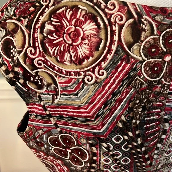 Dress size 12 Red/Grey/Cream/Tan/Brown sleeveless - Picture 5 of 7